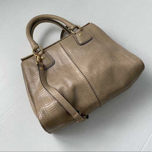 Talbots leather satchel purse magnetic closure w/ embossed snakeskin pattern - Picture 5 of 15